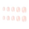 24Pcs Short False Nails, French White Edge Oval Acrylic Press