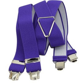 MELEGARI Elastic braces 3.5 cm wide, twill solid color, man/woman, made in Italy, purple, One size