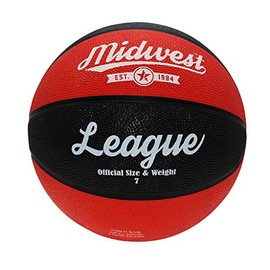 Midwest League Outdoor Recreational Rubber Basketball Ball Black/Red - Size 7