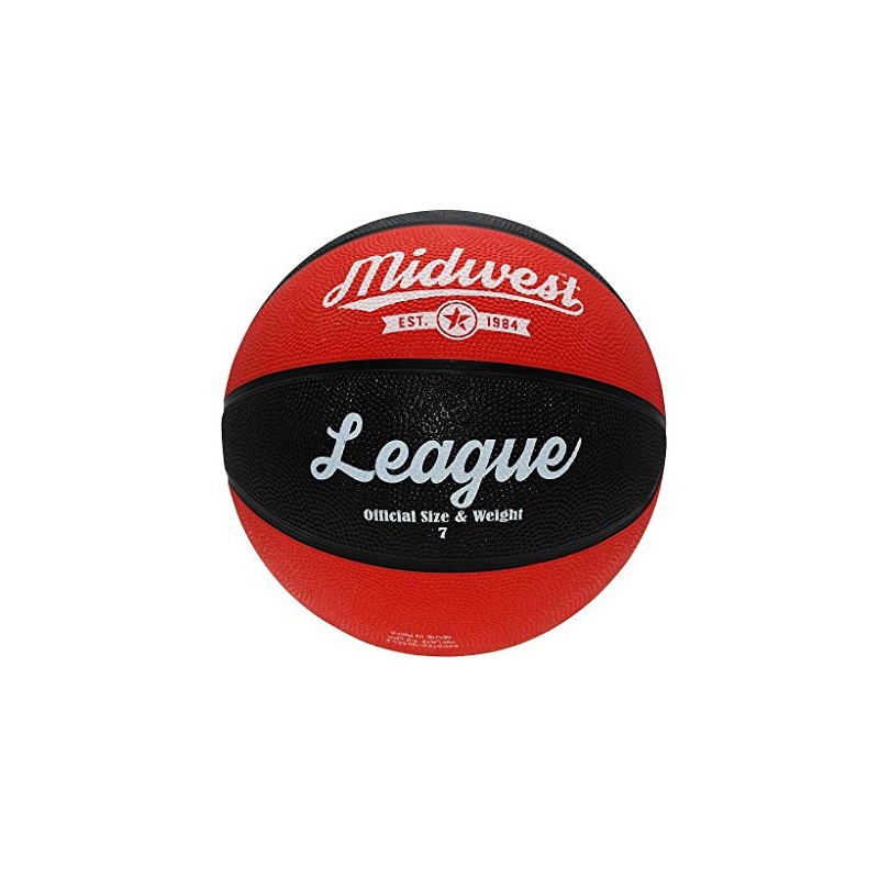 Midwest League Outdoor Recreational Rubber Basketball Ball Black/Red - Size