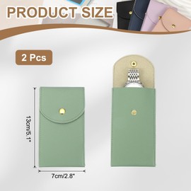 sourcing map 2 Pcs Leather Watch Pouch, 5.1 x 2.8 Inch Portable Travel Case Jewelry Storage Bag for Travel Home, Single Watch Storage Pouch for Men and Women with Snap Button, Green