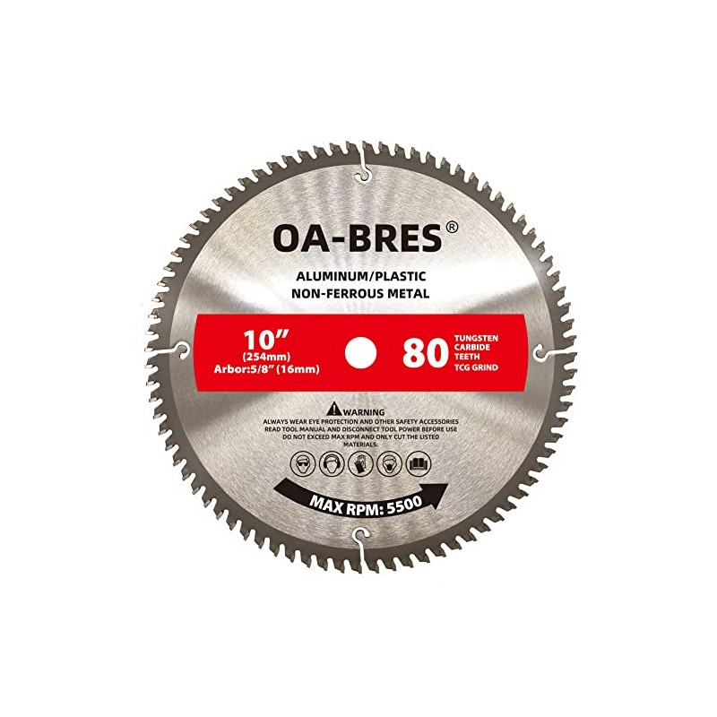 10 Inch 80T Aluminum Non-Ferrous Metal Saw Blade with 5/8-Inch