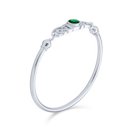 Bling Jewelry Couples Green Emerald CZ BFF Infinity Irish Celtic Love Knot Bangle Bracelet For Women Teen .925 Sterling Silver