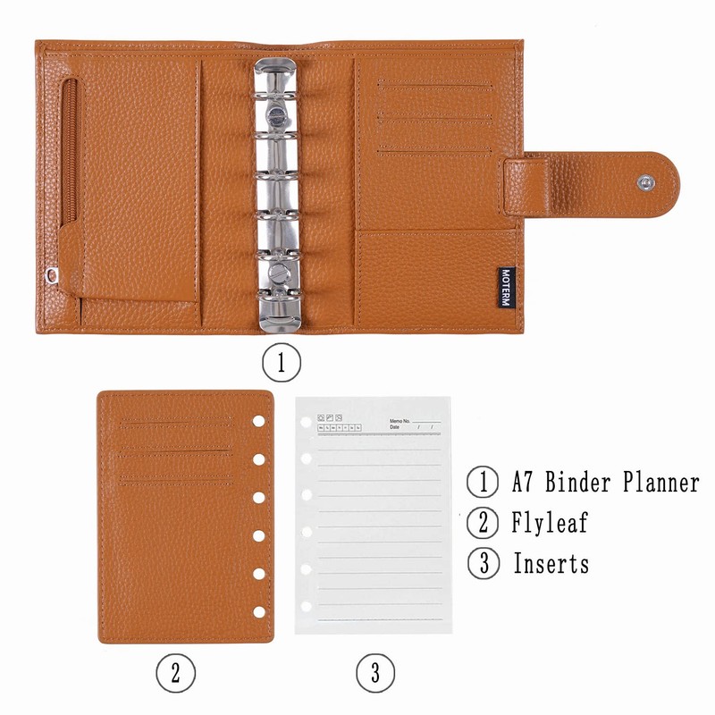 Moterm Pocket Regular Rings Planner - Genuine Leather Binder Organiser