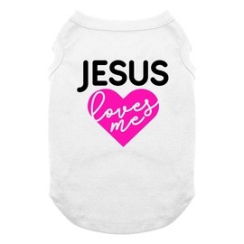 BaxterBoo Jesus Loves Me Dog Shirt - White (X-Small)