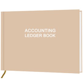 Accounting Ledger Book - Ledger Book for Small Businesses Bookkeeping & Personal Use, Expense Tracker Notebook for Tracking Money, Expenses, Deposits & Balance, 7" x 10", Beige
