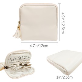 Travel Jewelry Organizer Case,Jewelry Roll Pouch Storage Bags with Zipper for Bracelet,Necklaces, Earrings Beige
