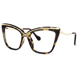 Voogueme Tortoise Cat Eye Blue Light Blocking Glasses for Women Anti UV Eyestrain Eyewear Janina OX006465-03, Large