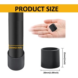 Auvotuis 32Pcs 1 Inch (25mm) Chair Leg Tips Caps, Round PVC Non-Slip Folding Chair Leg End Caps Black Small Furniture Table Feet Caps Floor Protector Cups for Hardwood Floors