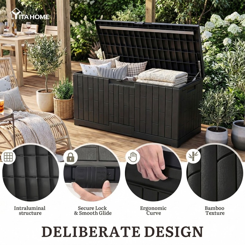 YITAHOME 120 Gallon Outdoor Storage Deck Box, Large Resin Patio