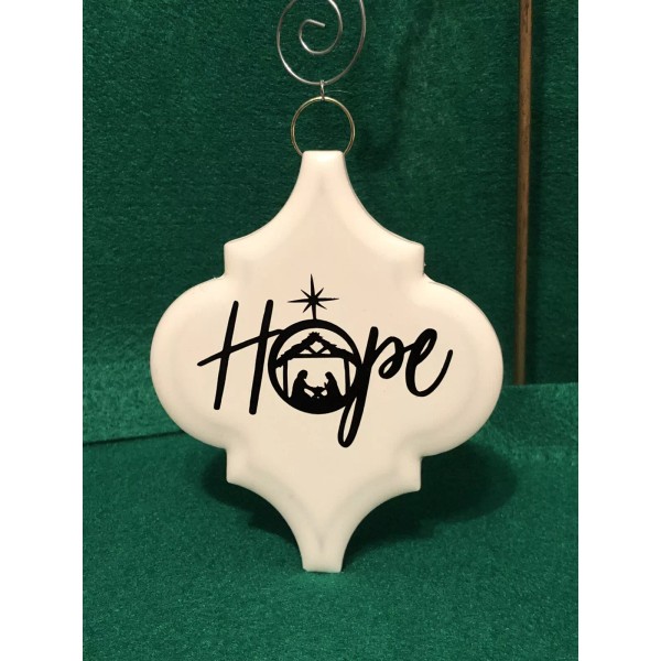 Handmade Hope Ornament With Nativity Scene Christmas Tree Arabesque Tile