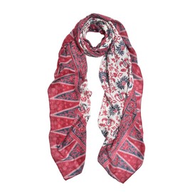 Elegant Soft Floral Vine Leaves Print Fashion Scarf Wrap, Burgundy