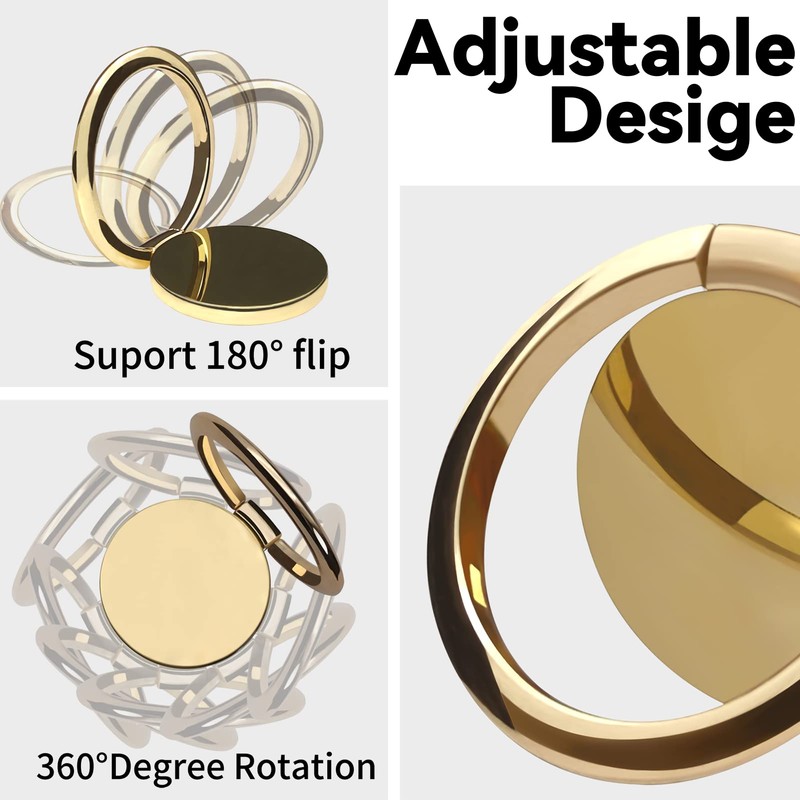 Metal Cell Phone Ring Holder Finger Ring Stand, 360 Degree
