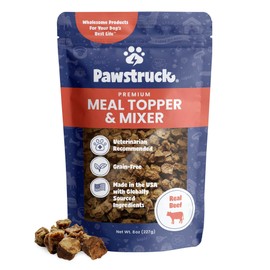 Pawstruck Vet Recommended Air Dried Dog Food Toppers for Picky Eaters, Made in USA with Real Beef, Premium Meal Mix-in Kibble Enhancer, 8 oz, Packaging May Vary