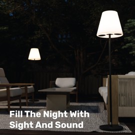 Nocturne Outdoor Solar Floor Lamp with Bluetooth Speaker | 100% Solar Powered | Fully Weatherproof | Patios, Decks, Outdoor Spaces | Cricket 2.0 (Light + Sound)