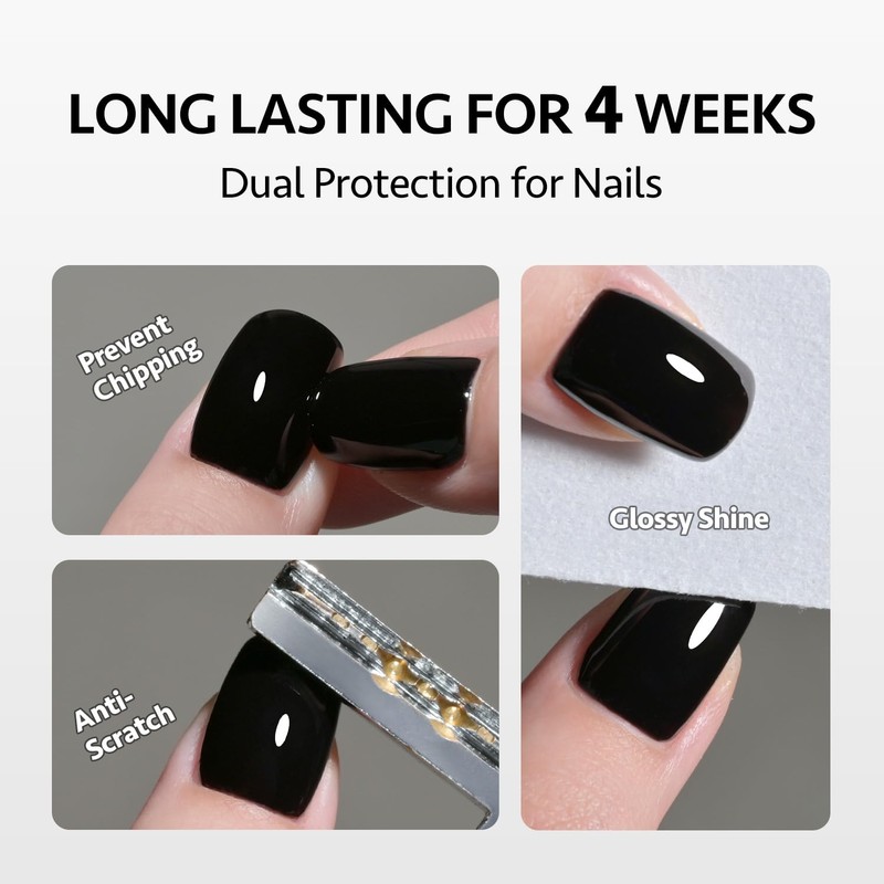 GAOY Glossy Gel Top Coat and Builder Base Set, 2