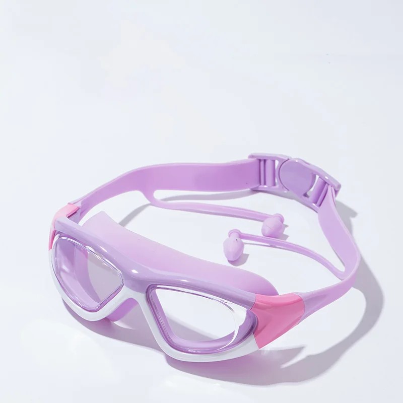 Kids Swim Goggles with Earplugs – Anti-Fog Waterproof Large Frame