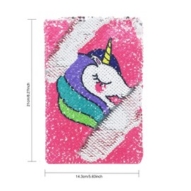 EXERZ Reversible Sequin Notebook A5 Size/Journal, Mermaid Diary/Magic Notepad, for Office/School/Gifting. Fashionable to own, Convenient to Carry and use - Unicorn