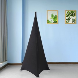 Trimming Shop Black Triple Sided Stretch Tripod Speaker DJ Stand Cover for Birthdays, Weddings, Reception, Banquets, Parties, Special Events, Washable, 2pcs