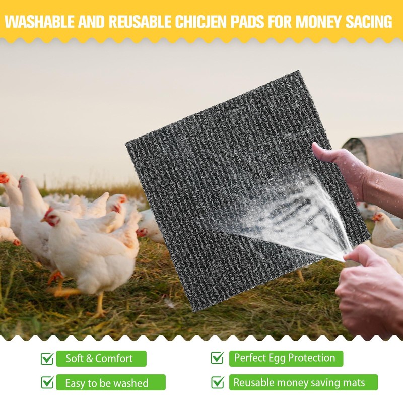 Chunful 12 Pcs Nesting Pads for Chicken Coop, Washable Plastic