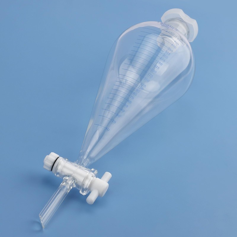 Labasics Graduated Separatory Funnel, 500 ml Heavy Wall Borosilicate Glass