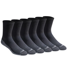 Dickies Dri-tech - Calcetines para hombre con control de humedad y longitud media, Longitud cómoda Negro (6 pares), M