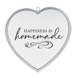 Elanze Designs Happiness is Homemade Heart Shaped Silver 10 x 10 Metal and Glass Wall Mounted Mirror