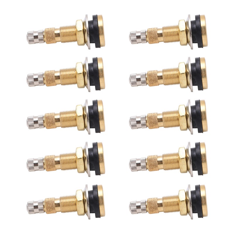 10pcs Air Liquid Tubeless Tire Valve Stem Brass 1 7/8in