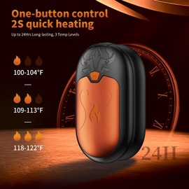 Hand Warmers Rechargeable 2 Pack, Electric Hand Warmer, 24Hrs Long Lasting Magnetic Reusable Hand Warmers with 3 Heat Settings, Portable Pocket Heater, for Men, Women, Camping, Hunting, Golf, Ski