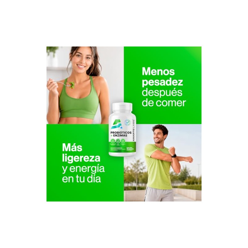 AMARTE LABS Probióticos Prebióticos Enzimas Digestivas 60 Cápsulas