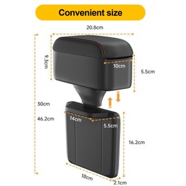 Petyoung Car Armrest Box with Cup Holder, Adjustable Car Central Liftable Armrest Storage Organizer Box, Universal Car Seat Gap Filler Organizer for Most Car