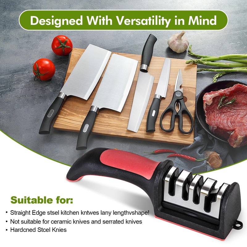 Professional 4-in-1 Knife Sharpener with Tungsten Steel & Ceramic Slots,