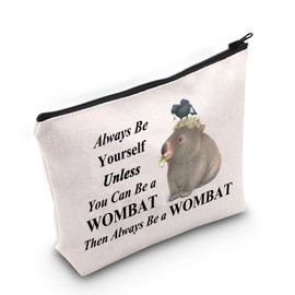 LEVLO Funnny Wombat cosmetic Make Up Bag Gift For Wombat Lover Always Be Yourself Unless You Can Be a Wombat Make Up Zipper Pouch Bag For Women Girls (Be a Wombat)