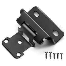 4 Pack 2 Pairs 1/2 inch Overlay Kitchen Cabinet Hinges, Black Partial Wrap Around Cabinet Door Hinges for Face Frame Cabinet, Self Closing Black Face Mount Cabinet Hardware