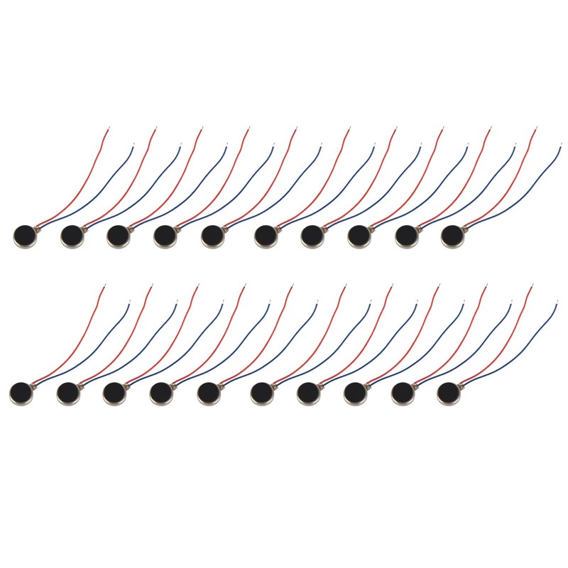 Pack of 20 Mini Vibration Motors, Tiny 2 Wires Flat