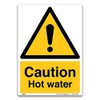 Caution Hot water Sign - A5 1mm Rigid Plastic Sign