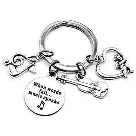 Kit's Kiss Violin Keychain Music Student Teacher Love Musician Gift Fiddle String Instrument Orchestra Pizzicato Music Note Musical Instrument