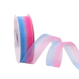Organza Ribbons,1Inch x 50 Yards Chiffon Ribbon Sheer Gradient Snow Yarn Ribbon for Gift Wrapping, Crafts, Party Decoration (Rose Blue, 1")