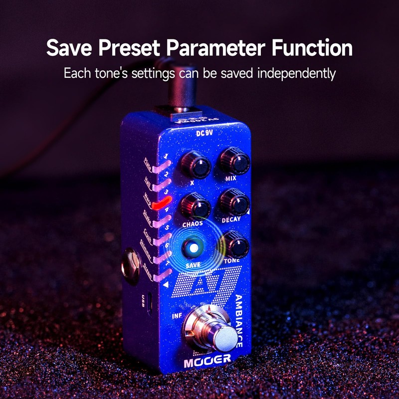 MOOER A7 Ambiance Reverb Guitar Pedal Mini Versatile Pedal with