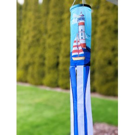 Madrona Brands Nautical Ocean Sailboat Lighthouse Windsock - Hanging Outdoor Durable Decoration - 60 Inches