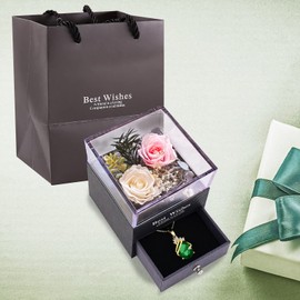 MINCHEDA Eternal Rose Necklace Gift Box with Jewellery for Wife/Girlfriend/Mother, Christmas, Mother's Day, Birthday, Anniversary