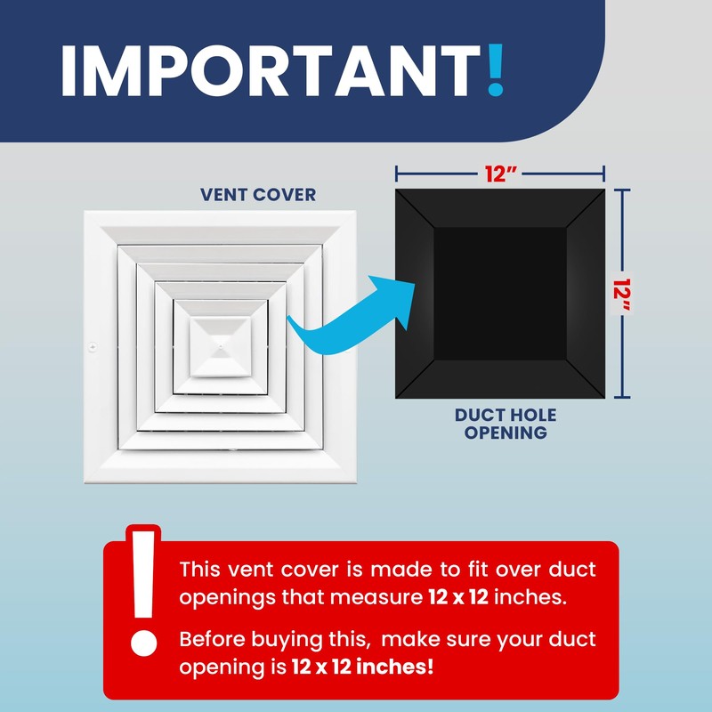 12x12 Inch (Duct Opening) Air Vent Cover - 4-Way Extruded