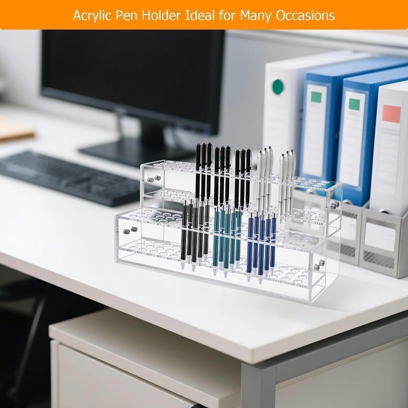 96-Slots Pen Display Stand,2-Tier Acrylic Pen Holder for Craft Shows,12mm