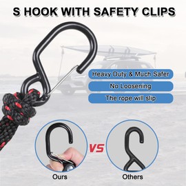 4PCS Kayak Rope Tie Down Ratchet Straps 3/8" ×12' Bow and Stern Tie Down Kayak with Safety S Hook Heavy Duty Ratchet Rope Kayak and Canoe Accessories Black