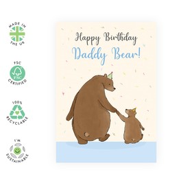 Central 23 Dad Birthday Card For Men - Happy Birthday Daddy Bear - Bear Birthday Cards For Pop Papa Father - Greeting Cards For Him From Son Daughter Wife - Comes With Fun Stickers