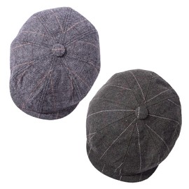 YSense Beau 2 Pack Flat Caps Hats Winter Caps Mens Beret Hats for Men Cotton and Wool Fabric Warm Hat (Gray+Brown)