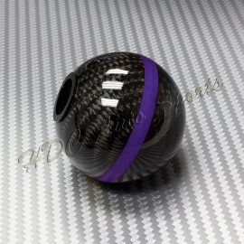 HDC Autosports Real Carbon Fiber Ball Manual Gear Shift Shifter Knob W/Purple Stripe Universal