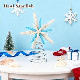 Blue Natural Starfish Tree Topper – Nautical Coastal Blue for Beach Xmas