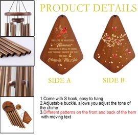 Carillones de viento para la pérdida de un ser querido de 38 pulgadas, carillones de viento en memoria de un ser querido, regalo conmemorativo cardenal, campanillas de viento de condolencia, regalo de