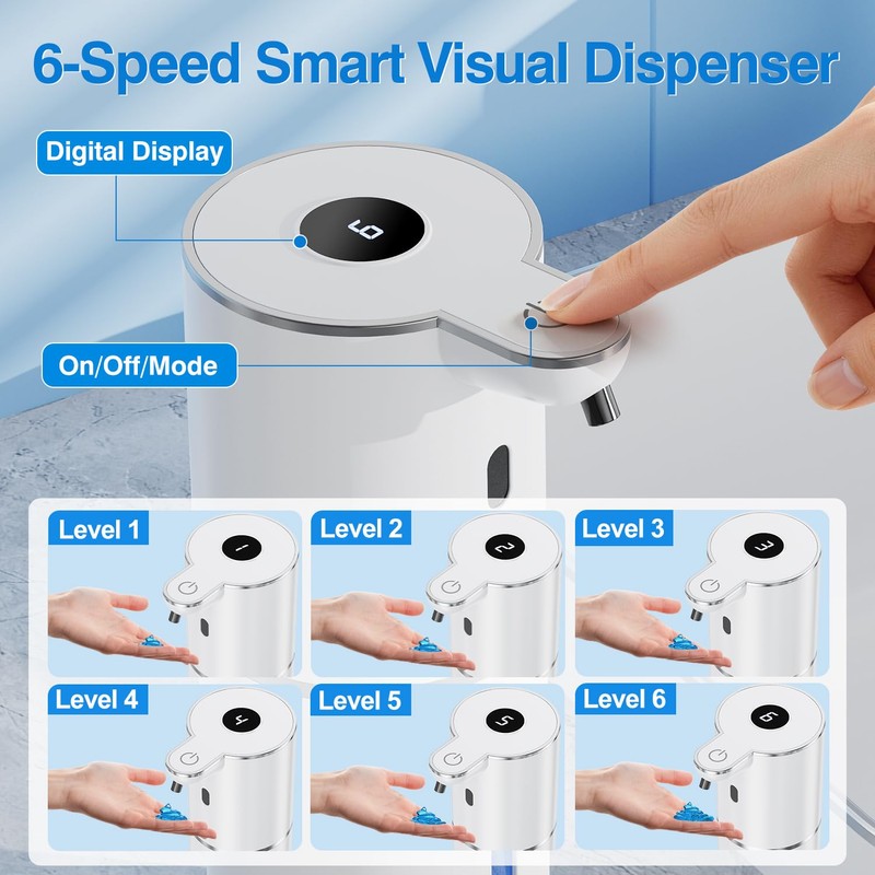 Automatic Soap Dispenser with Smart Digital Display, Touchless Rechargeable Hand
